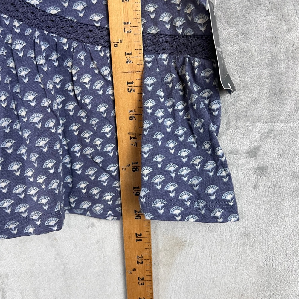 Lucky Brand Baby Doll Tank Top Blue Coquette Lace Trim V Neck Sleeveless Boho M - Picture 5 of 12
